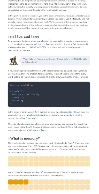 内存分配如何工作 | 详文文章从基础知识讲起，然后用图解的方式来一步一步描述内存分配是如何工作的，浅显易懂