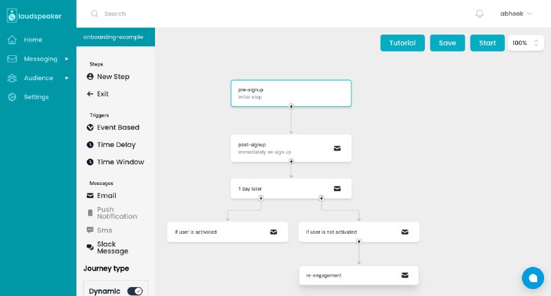 可自主部署的跨渠道客户消息平台，完全可替代 Braze/Iterable/One Signal/Customer Io 等收费工具laudspeaker | docs | 网站 | #工具