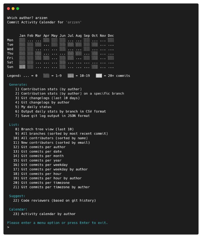 git-quick-stats：高效提取 Git 仓库统计数据• 一站式访问提交记录、贡献者、分支历史等多维度统计，突破繁杂 git 命令的认知壁垒