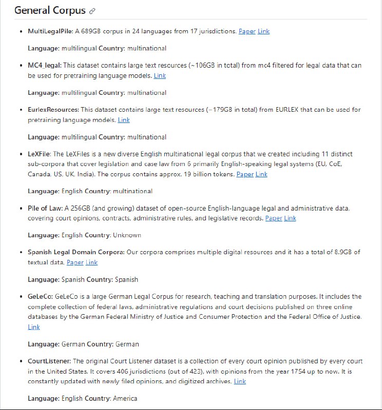 法律AI相关的资源列表，包括数据集、网站和其他有用链接 | Awesome-LegalAI-Resources
