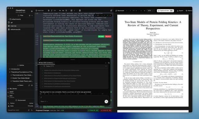 Claude Code + LaTeX：本地运行的学术写作工具 | 帖子 | #工具开发者推出开源工具ClaudePrism，将Claude Code集成进桌面应用，实现学术文档的本地化AI辅助写作