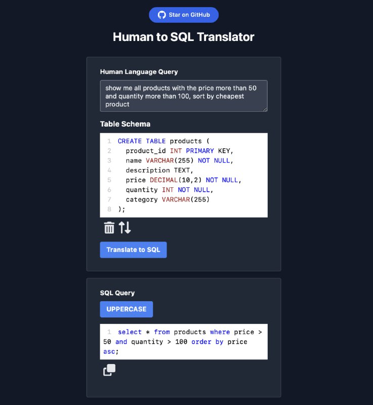 SQL Translator：一个可以将人类自然语言转换为 SQL 语言的开源工具，反之亦然，用起来很方便