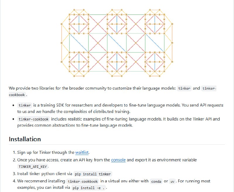 Tinker Cookbook 提供了丰富的示例和工具，帮助开发者和研究人员轻松定制和微调大语言模型