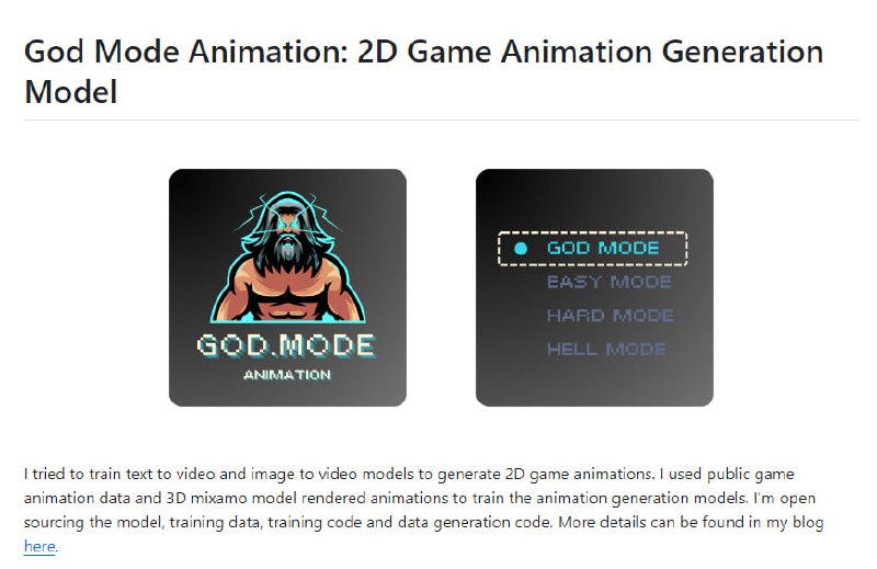 2D游戏动画生成模型：利用文本到视频和图像到视频的模型生成2D游戏动画，开源模型、训练数据、训练代码和数据生成代码2D游戏动画生成模型：利用文本到视频和图像到视频的模型生成2D游戏动画，开源模型、训练数据、训练代码和数据生成代码