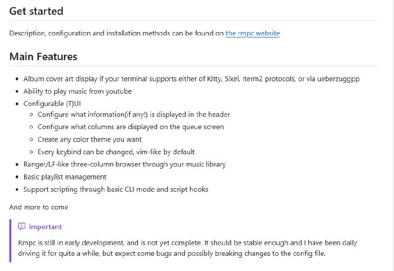 rmpc：一款终端音乐播放器客户端，让音乐播放更自由、更个性