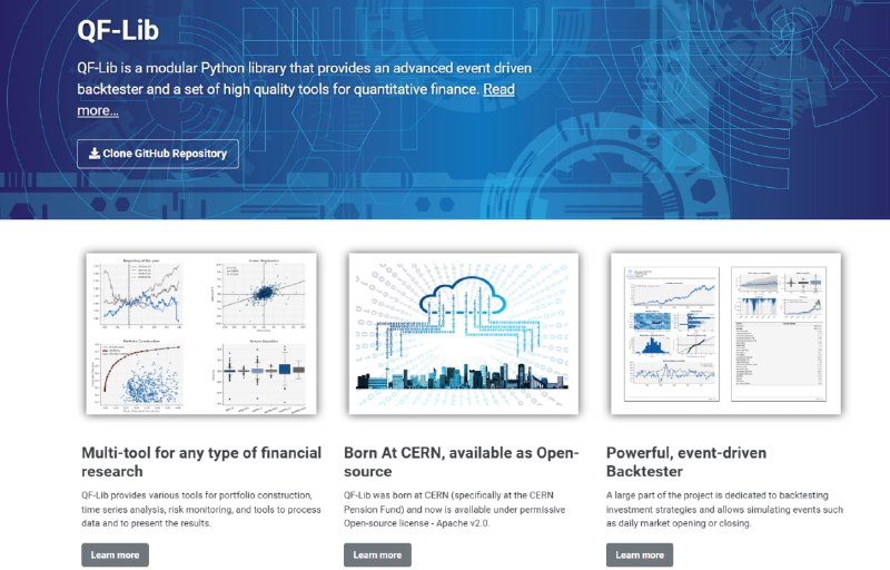 QF-Lib：专业量化金融Python库，助力策略开发与风险管理的全新利器  • 模块化设计，涵盖高阶事件驱动回测器，支持策略的逐事件模拟，真实还原市场开盘、收盘等关键节点  • 完备功能集：组合构建、时间序列分析、风险监控，全面覆盖量化投资核心环节  • 面向金融数据，提供高质量工具与灵活接口，助力研究者和实战者高效开发与验证策略  • 事件驱动架构提升回测精度，适应复杂市场环境，支持多策略、多资产协同测试  • 框架开源，便于扩展和定制，推动量化金融研究与应用迈向新高度  深度理解量化流程，洞见策略本质，QF-Lib为专业投资者提供系统化解决方案
