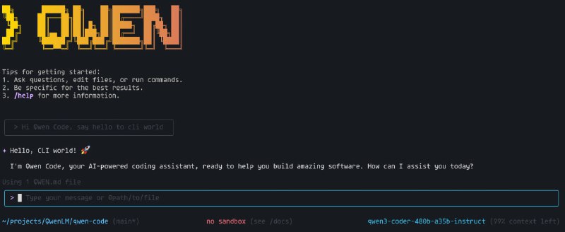 Qwen Code：面向开发者的命令行 AI 编程代理，基于 Google Gemini CLI 优化，专为 Qwen3-Coder 模型设计