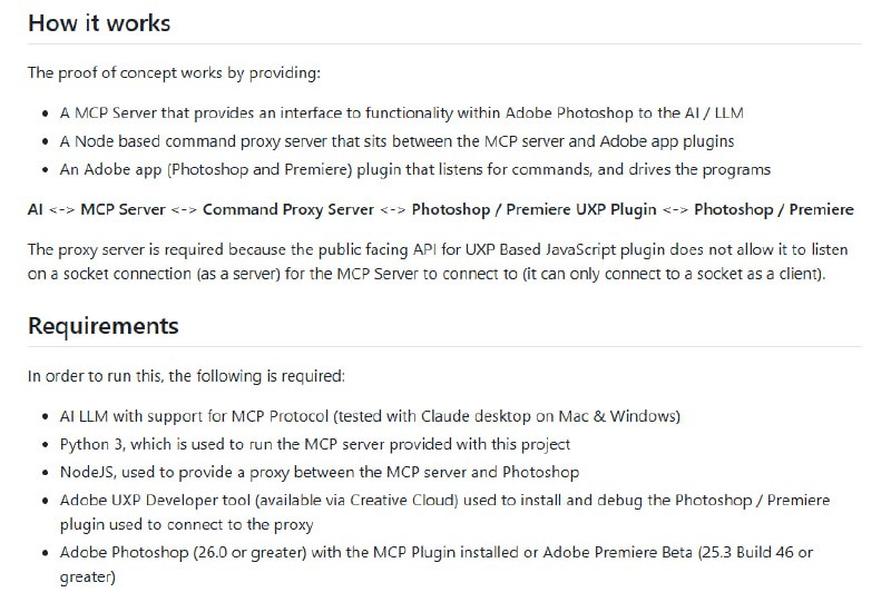 adb-mcp：为Adobe工具（Photoshop和Premiere）打造的AI Agent接口项目，让AI通过MCP协议直接控制创意软件