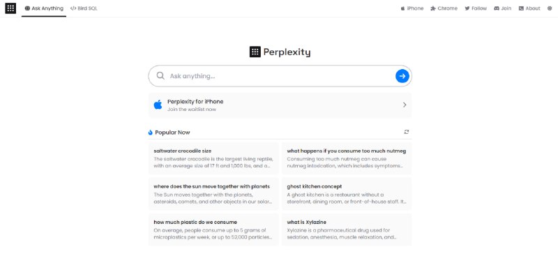 Ask anything... | perplexity