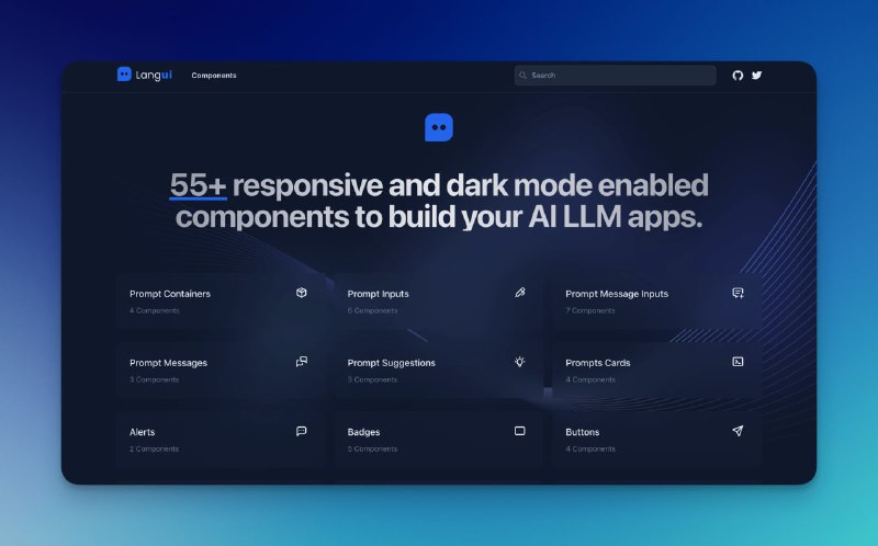 LangUI：一个基于 Tailwind，专门为 AI 和 GPT 项目定制的开源组件库，目前有 60 多个组件可使用