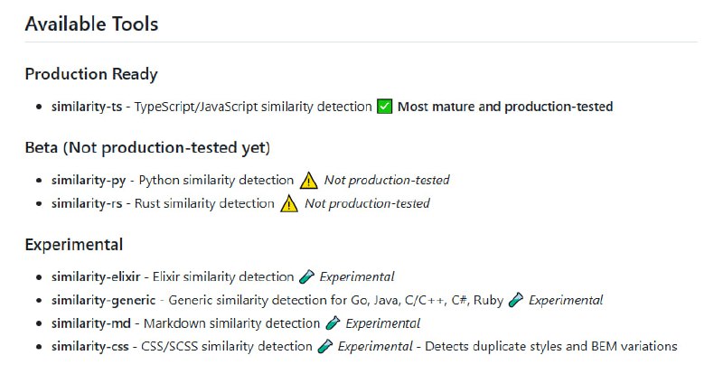 similarity-ts/rs/py：代码相似度检测进入多语言高效新时代，Rust驱动的similarity工具集，助力精准识别重复与相似代码，提升代码质量与维护效率
