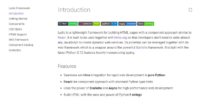 轻量Python框架，类似于 React，使用组件的方式构建 HTML 页面