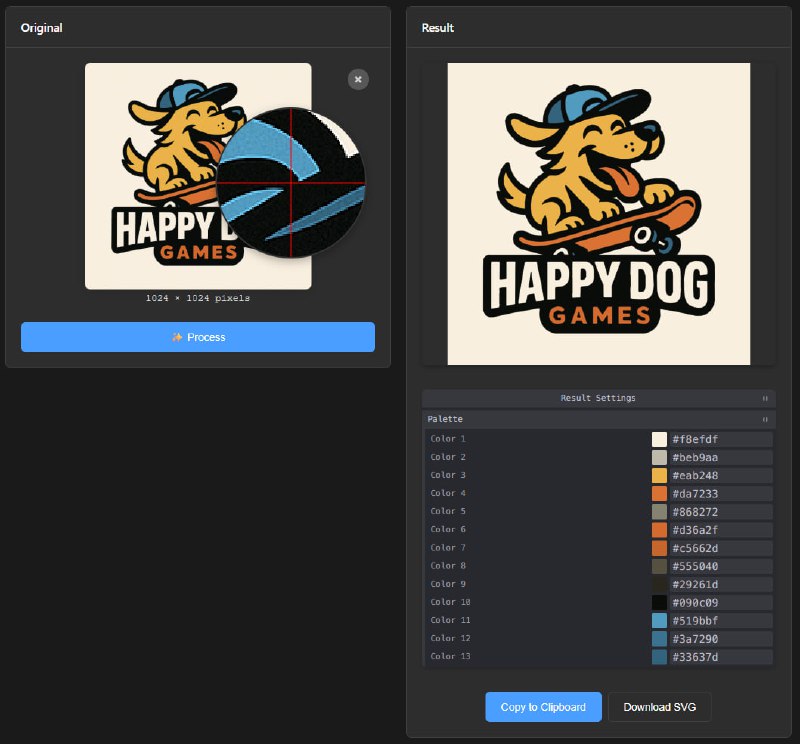 unfake.js：专注于 AI 生成图像的精修与矢量化，打造像素级完美视觉资产• 双核心模式：    - 像素艺术处理器：智能检测像素尺寸，内容感知降采样，网格对齐及色彩量化，消除 AI 生成图像常见的色彩溢出和锯齿
