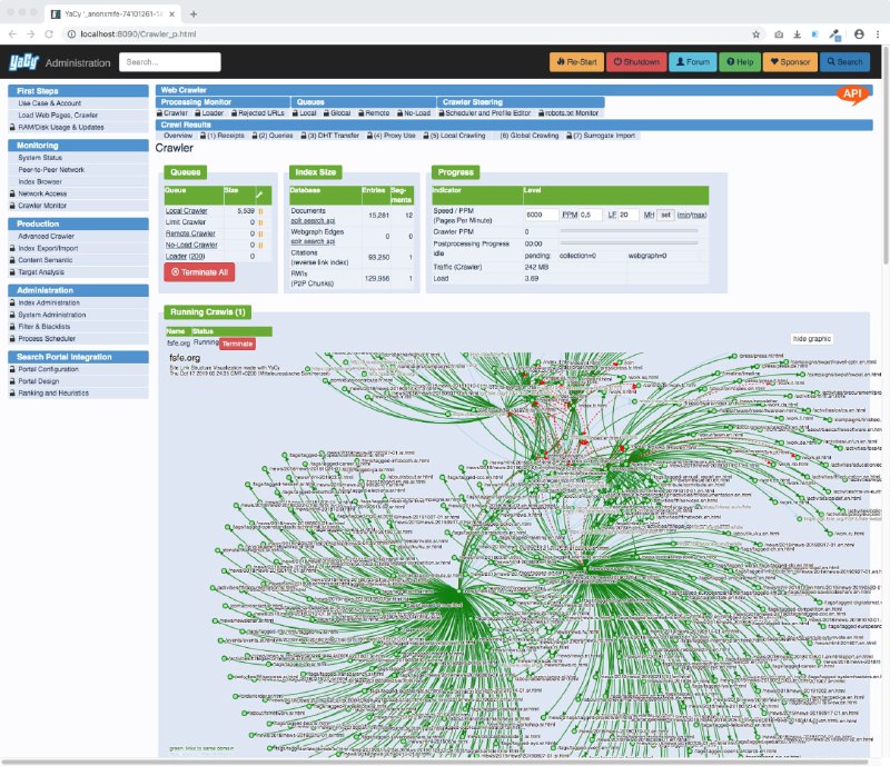 YaCy搜索引擎软件提供来自独立对等网络而不是中央服务器的结果