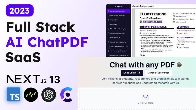 chatpdf-yt：全栈PDF问答机器人应用，使用OpenAI API根据聊天上下文生成响应