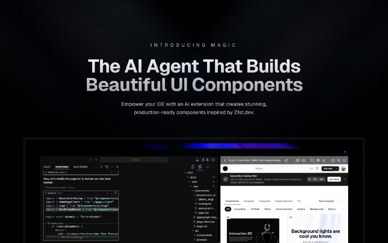 用自然语言描述生成UI组件，可通过AI快速生成高质量的UI组件，节省开发时间