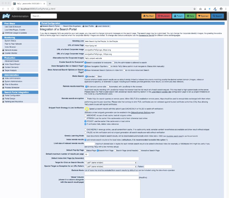 YaCy搜索引擎软件提供来自独立对等网络而不是中央服务器的结果