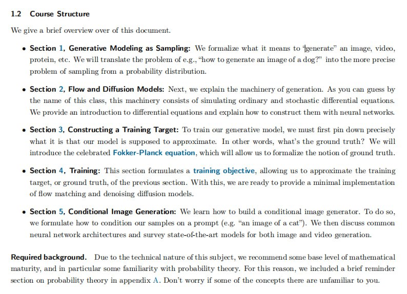 Flow Matching and Diffusion Models：MIT开设的生成式人工智能与随机微分方程，专注于扩散模型和流匹配模型，这些模型在多种数据模态中成为了生成式 AI 的先进技术