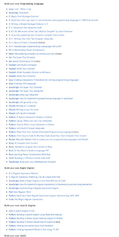 Build your own X：从零创建你想要的技术，掌握编程技能，打造属于你自己的 X