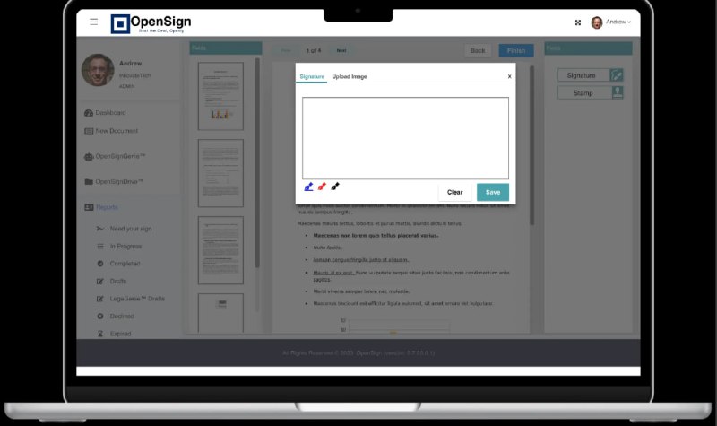OpenSign 是一个开源文档电子签名解决方案，旨在为 DocuSign、PandaDoc、SignNow、Adobe Sign、Smartwaiver、SignRequest、HelloSign 和 Zoho Sign 等商业平台提供安全、可靠且免费的替代方案