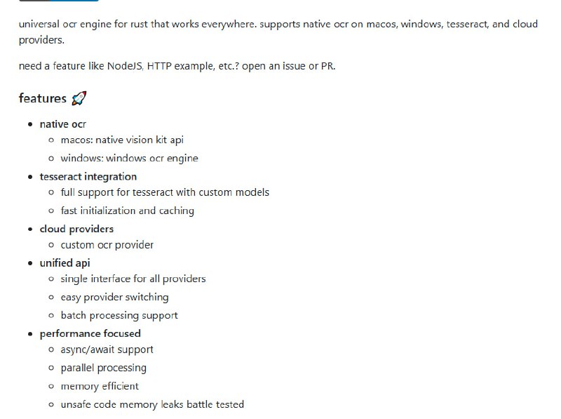 一个跨平台的原生OCR工具，为MacOS、Windows和Linux用户提供强大的文字识别能力