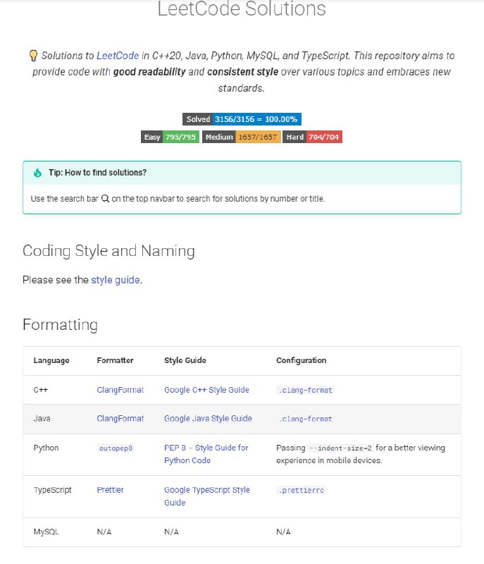 提供多种编程语言的LeetCode题目解决方案，注重代码的可读性和一致性风格，覆盖不同主题 LeetCode Solutions | #LeetCode