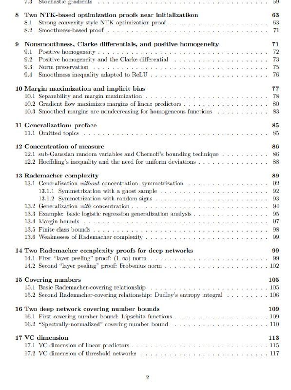 Deep learning theory lecture notes：深度学习理论讲义笔记本文系统梳理了深度学习理论的经典视角，涵盖了近似、优化和泛化三大核心主题，重点关注标准前馈ReLU网络的二分类问题，并力求简明呈现文献中的关键证明与思路