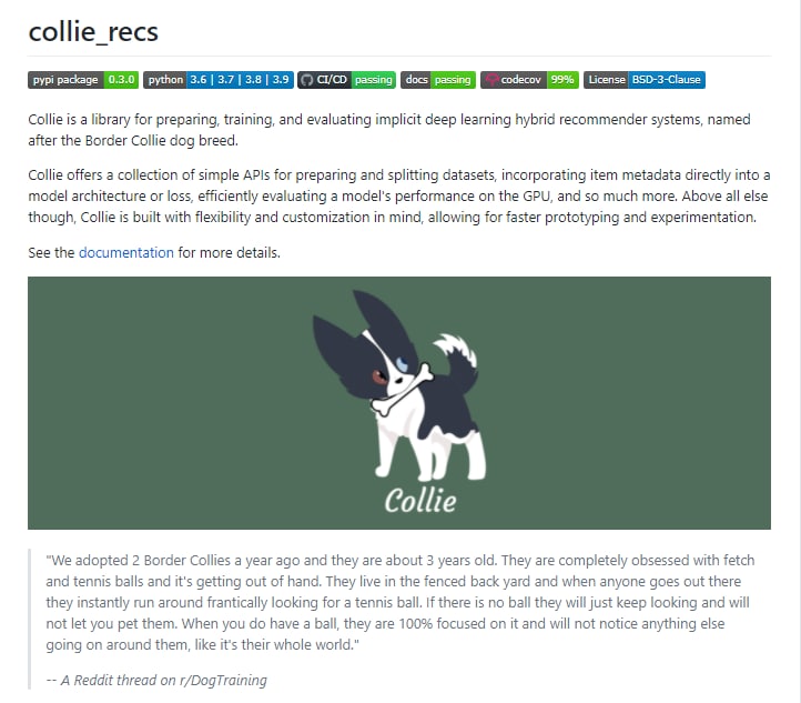 collie_recs：用于准备、训练和评估可扩展深度学习混合推荐系统的 #PyTorch 库