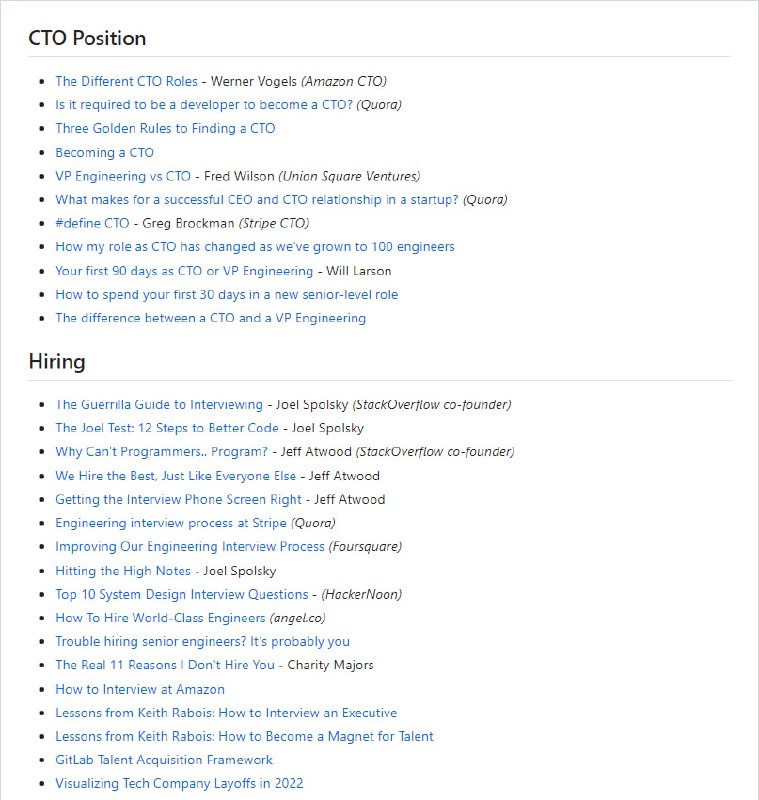 为CTO精心策划并提供意见的资源清单 | Awesome CTO为CTO精心策划并提供意见的资源清单 | Awesome CTO