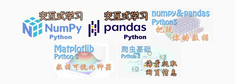 莫烦Python这个博客有很多作者自己写的教程，包括机器学习、数据处理、python基础教学以及其他效率教程，非常详细，视频教程为主，且有多个视频源可供选择机器学习方面汇集了很多近些年来比较流行的 python 模块教程