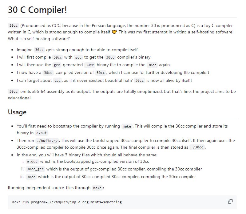 一个用C语言编写的自举C编译器，能够编译自身代码