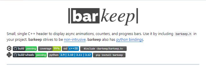 一个小巧的C++工具，能帮你在控制台显示异步动画、计数器和进度条，让命令行界面更生动Barkeep | #工具