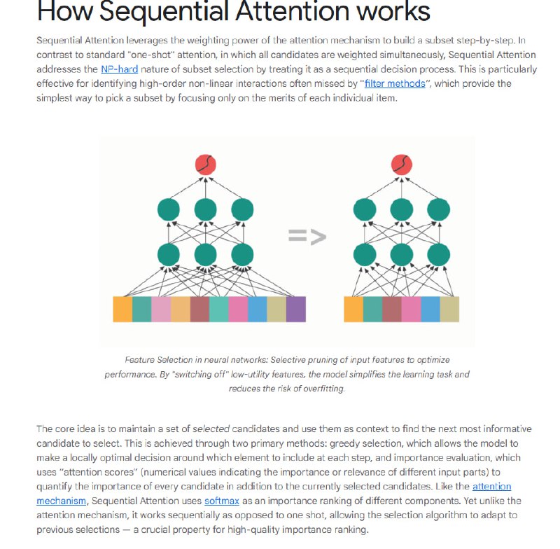 让AI模型又快又准的秘密：谷歌Sequential Attention技术解析 | blog谷歌研究院最近公布了一项名为Sequential Attention的技术，目标直指AI领域的核心难题：如何在不牺牲准确性的前提下，让模型变得更精简、更高效