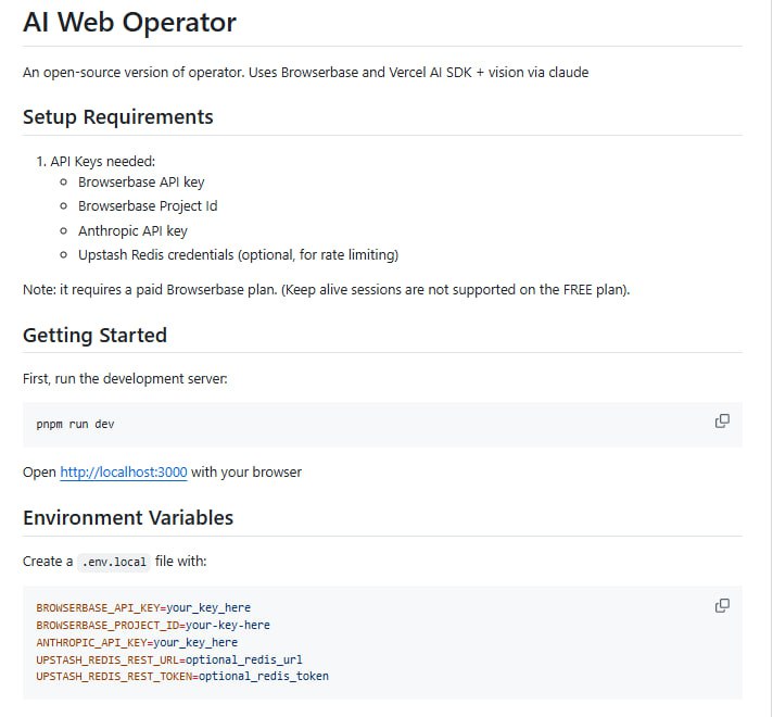 基于Browserbase和Vercel AI SDK构建的开源AI网页操作工具，为开发者提供强大的网页自动化与AI集成解决方案