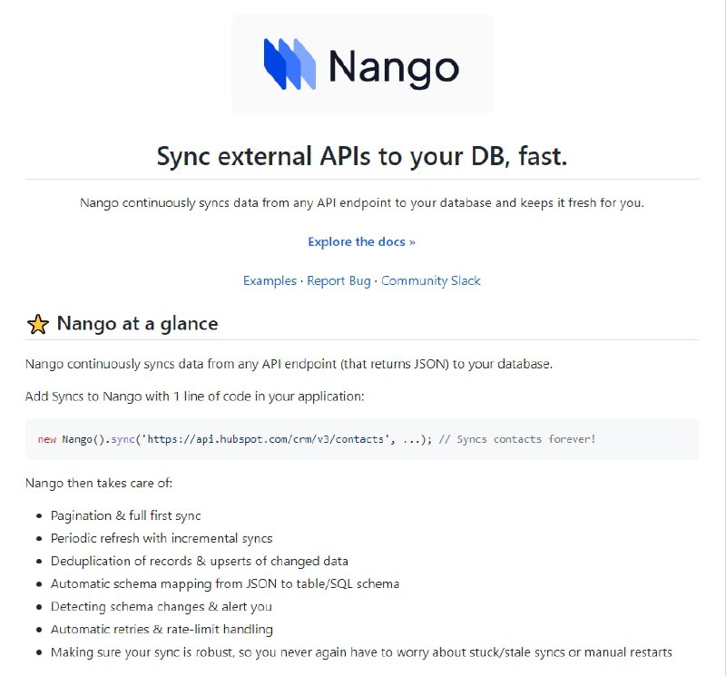第三方API与本地DB实时同步工具Nango | #工具