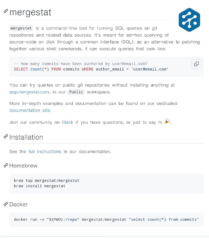 mergestat：用SQL查询git库，可生成报告，执行状态检查，分析代码库