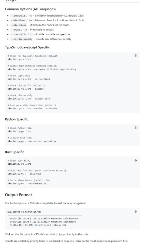 similarity-ts/rs/py：代码相似度检测进入多语言高效新时代，Rust驱动的similarity工具集，助力精准识别重复与相似代码，提升代码质量与维护效率